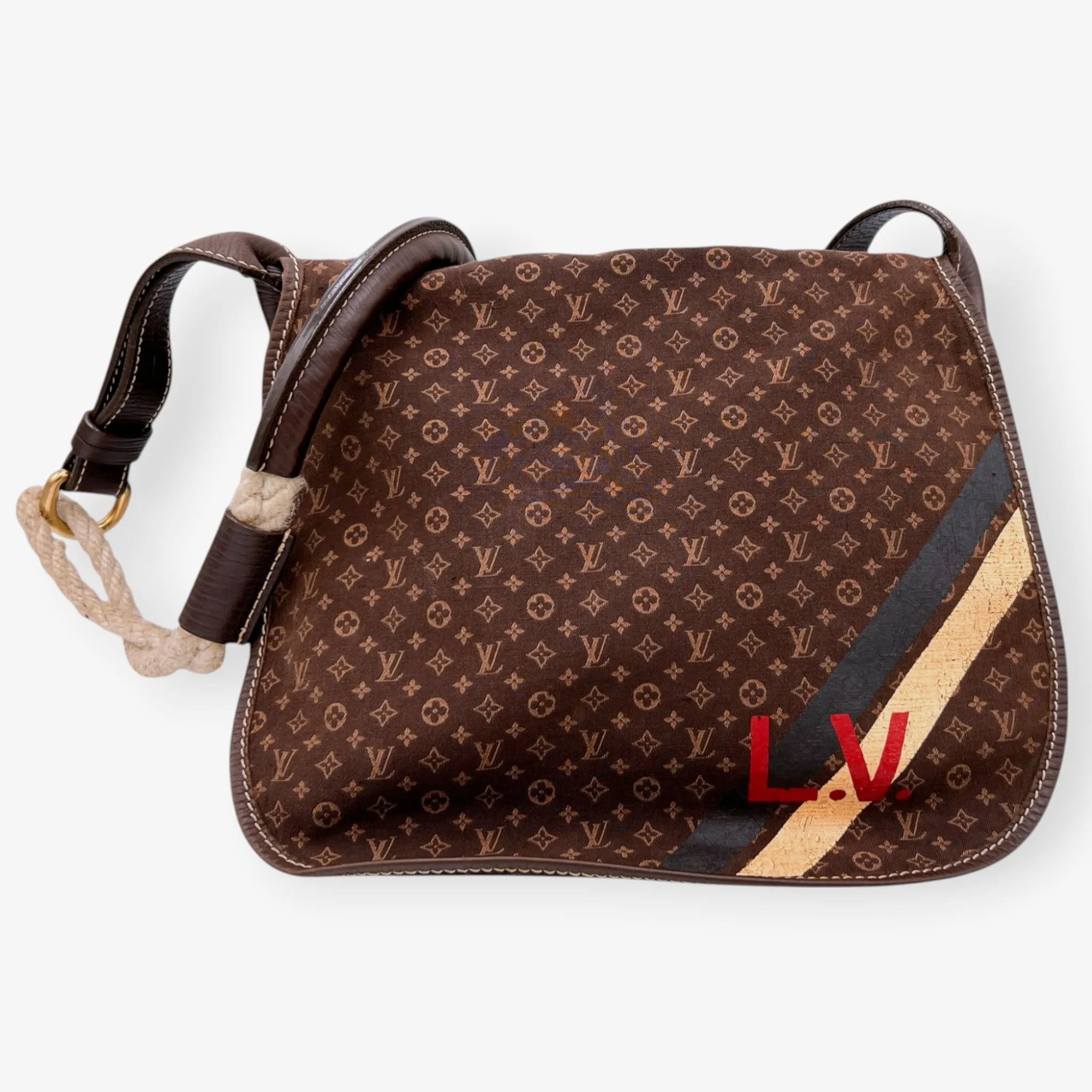Louis Vuitton Limited Edition Amman Rope Handle & Flap Messenger Bag