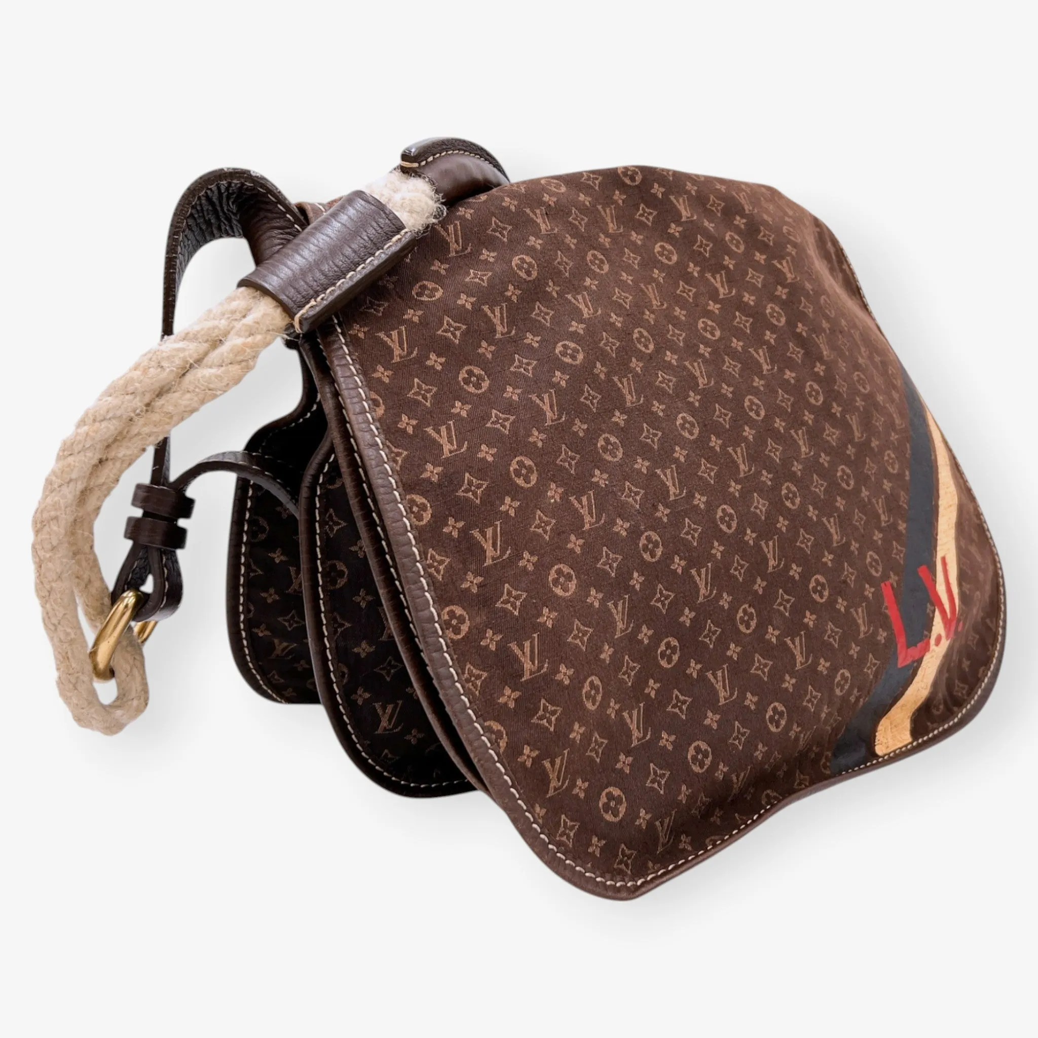 Louis Vuitton Limited Edition Amman Rope Handle & Flap Messenger Bag