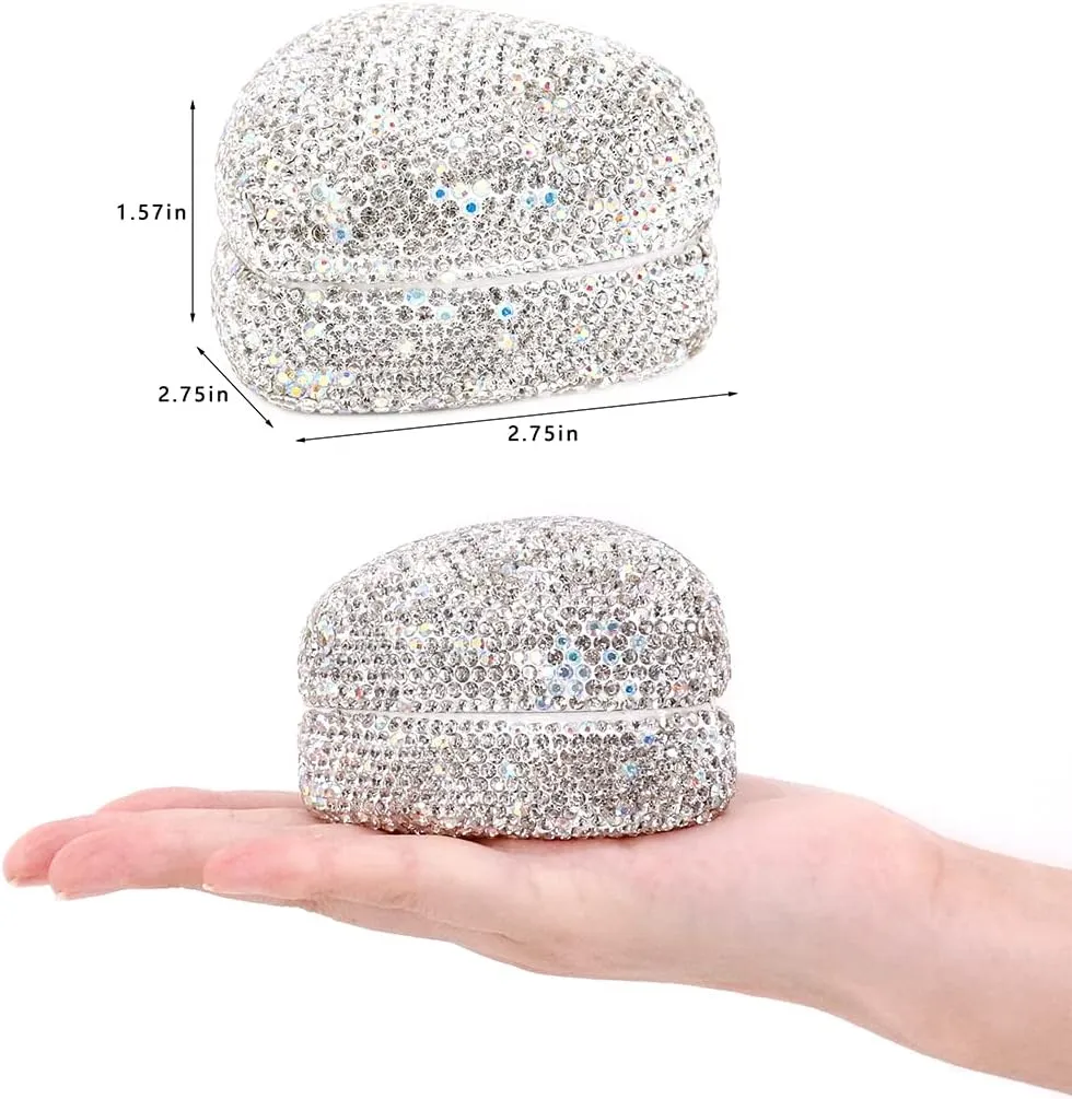 Luxury Bling Fully Rhinestones Heart Shape Jewelry Box LED Light Jewelry Storage for Engagement Wedding