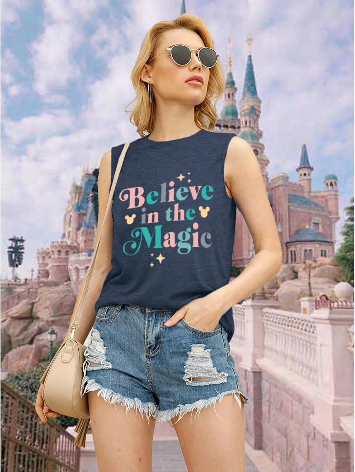 Magic Tank Tops Magic Kingdom Shirts Women Cute Believe in Magic Graphic Vest Summer Sleeveless Vacation Tanks Tops