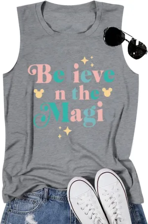 Magic Tank Tops Magic Kingdom Shirts Women Cute Believe in Magic Graphic Vest Summer Sleeveless Vacation Tanks Tops