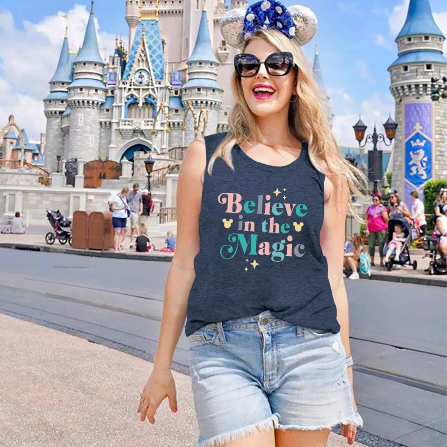 Magic Tank Tops Magic Kingdom Shirts Women Cute Believe in Magic Graphic Vest Summer Sleeveless Vacation Tanks Tops