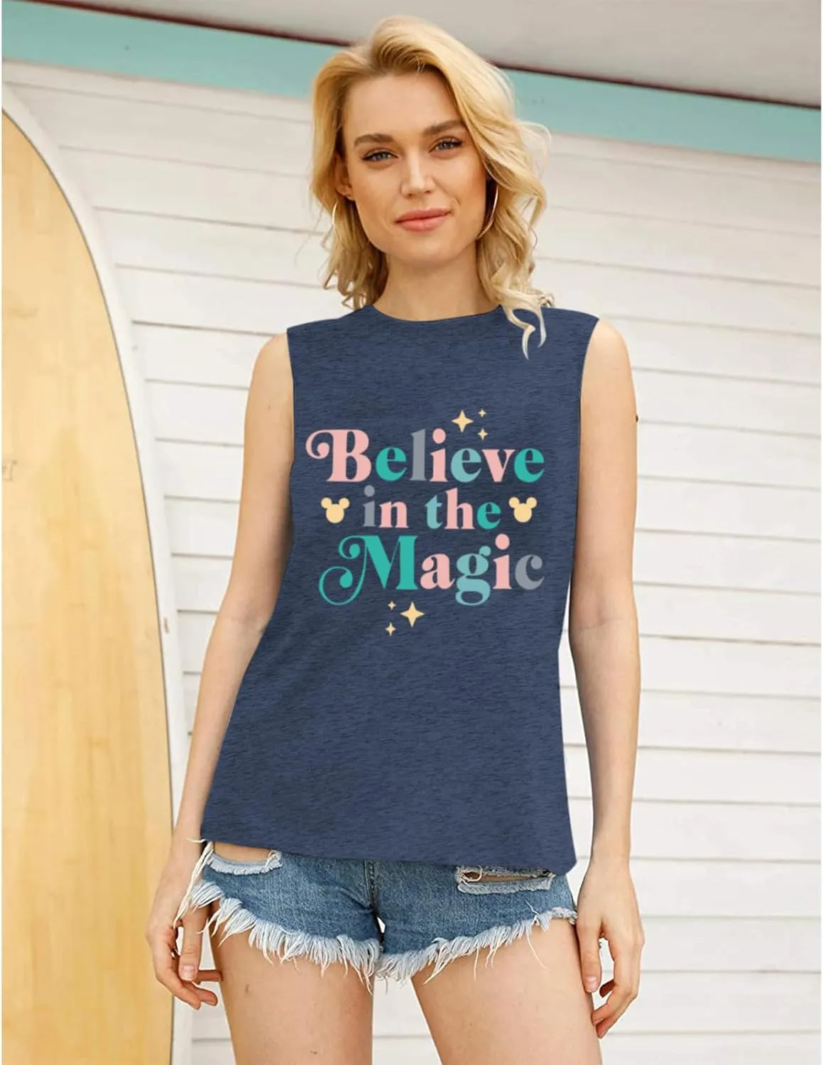 Magic Tank Tops Magic Kingdom Shirts Women Cute Believe in Magic Graphic Vest Summer Sleeveless Vacation Tanks Tops