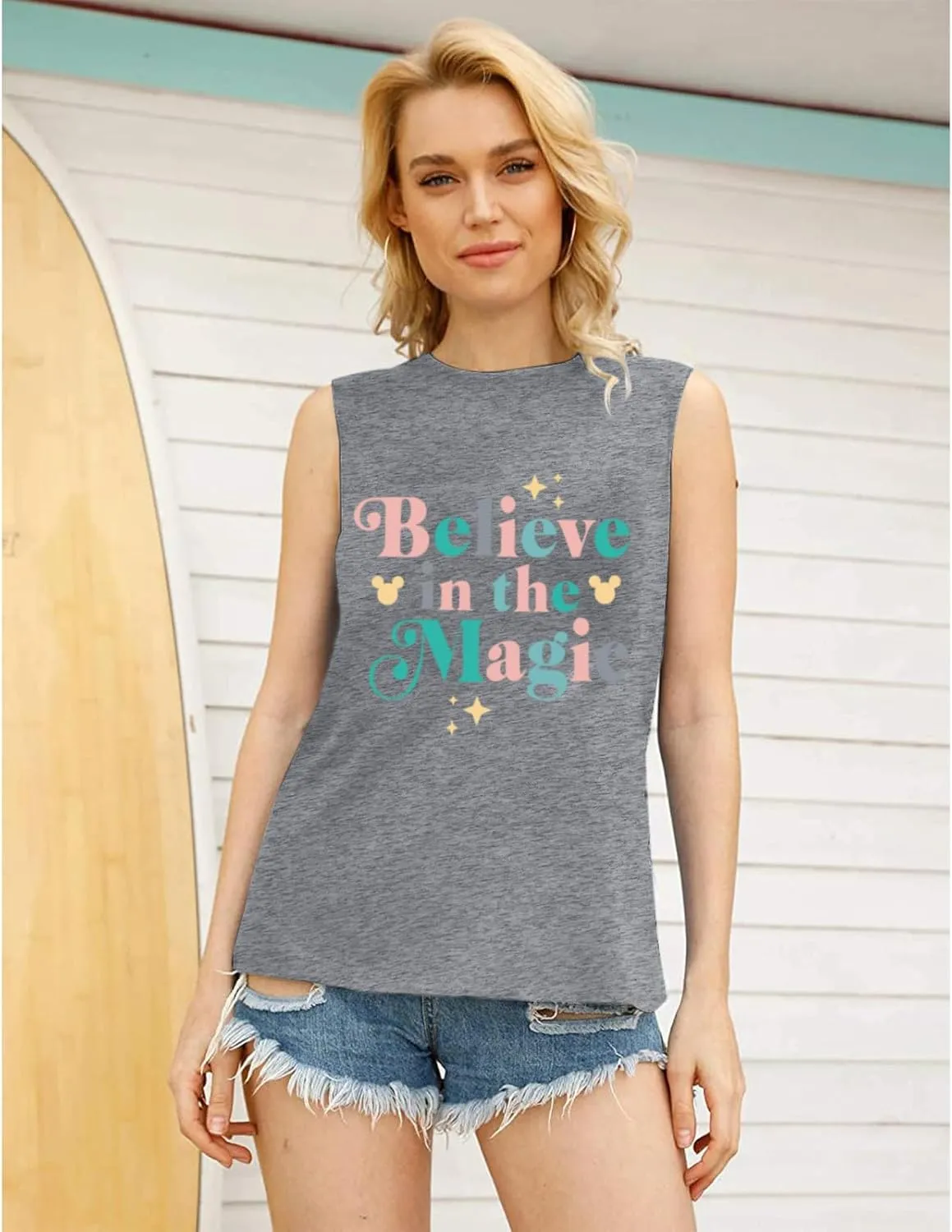 Magic Tank Tops Magic Kingdom Shirts Women Cute Believe in Magic Graphic Vest Summer Sleeveless Vacation Tanks Tops