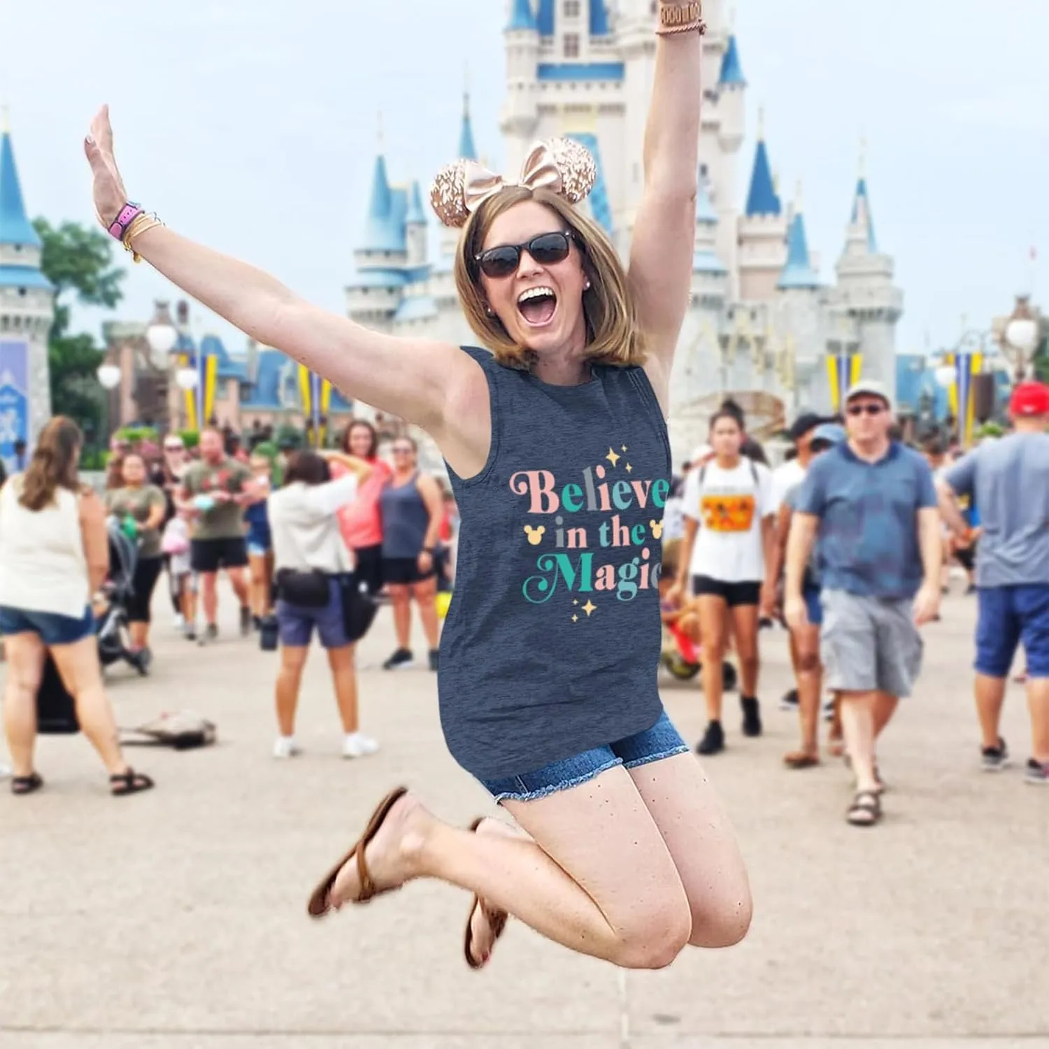 Magic Tank Tops Magic Kingdom Shirts Women Cute Believe in Magic Graphic Vest Summer Sleeveless Vacation Tanks Tops