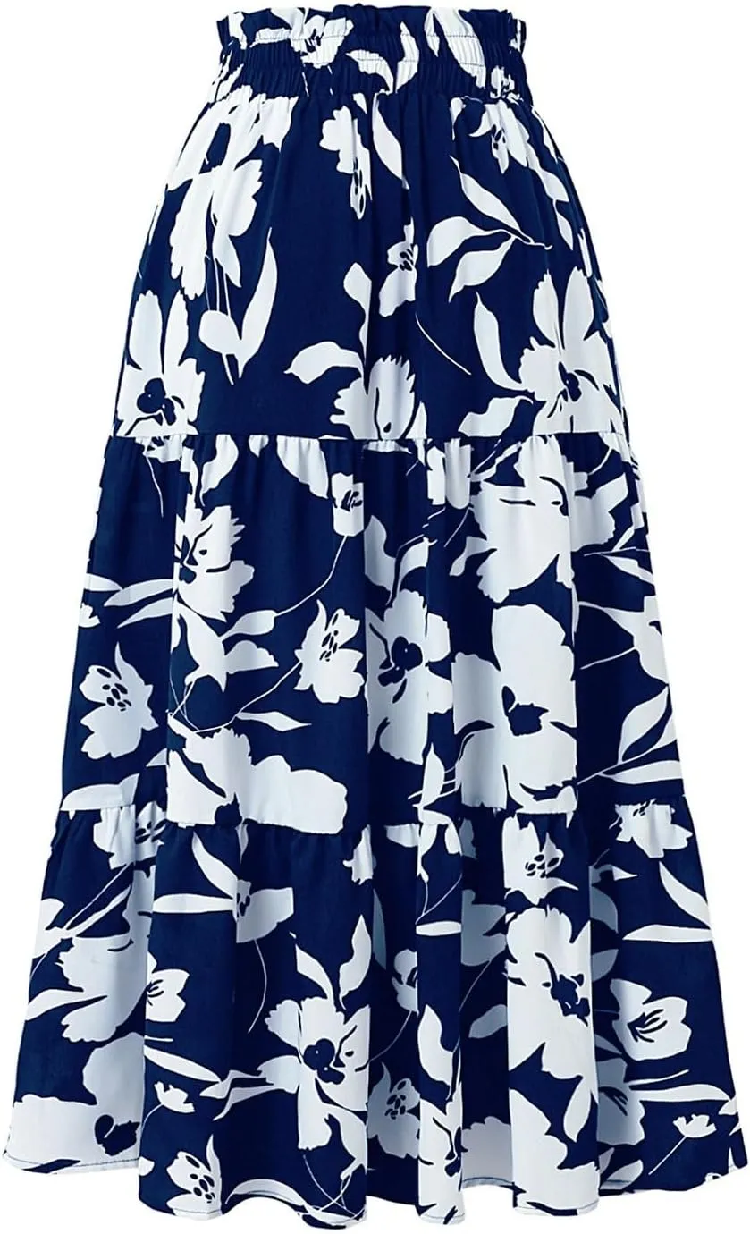 Maxi Skirt Maxi Spring Flowy Boho Comfy Tiered Western Flowy Midi Skirt