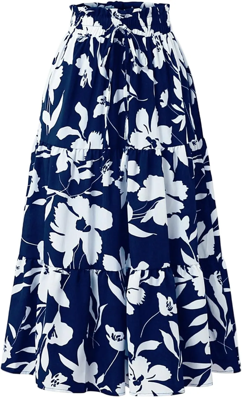 Maxi Skirt Maxi Spring Flowy Boho Comfy Tiered Western Flowy Midi Skirt