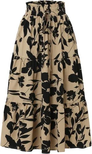Maxi Skirt Maxi Spring Flowy Boho Comfy Tiered Western Flowy Midi Skirt