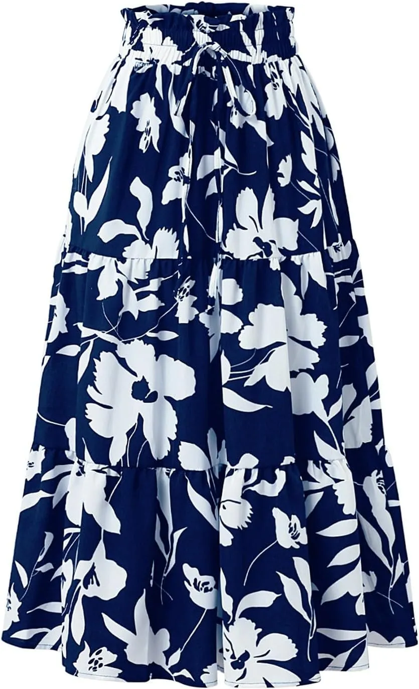 Maxi Skirt Maxi Spring Flowy Boho Comfy Tiered Western Flowy Midi Skirt