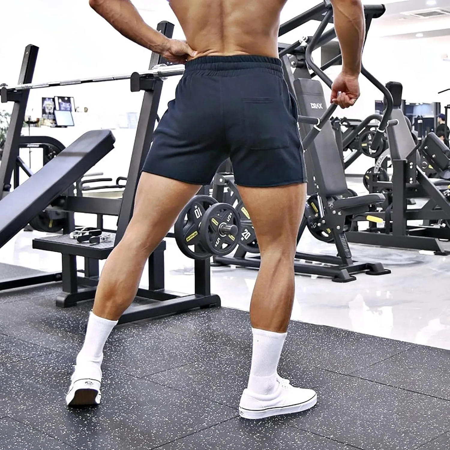 MECH-ENG Men's 5" Running Athletic Shorts,Lightweight Cotton Shorts,Workout Gym Bodybuilding Shorts