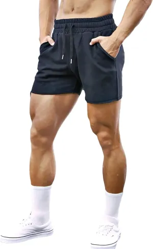MECH-ENG Men's 5" Running Athletic Shorts,Lightweight Cotton Shorts,Workout Gym Bodybuilding Shorts