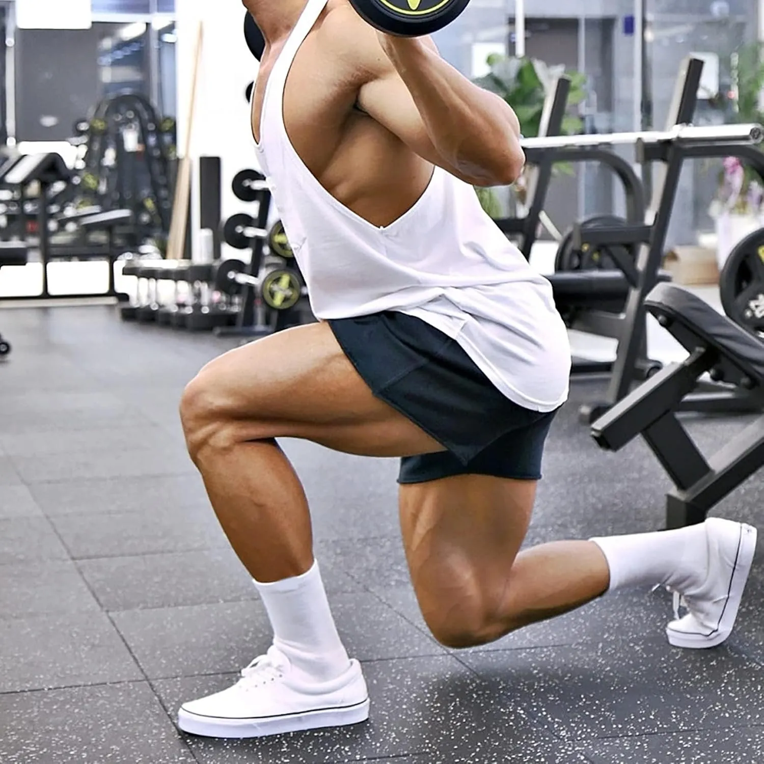 MECH-ENG Men's 5" Running Athletic Shorts,Lightweight Cotton Shorts,Workout Gym Bodybuilding Shorts