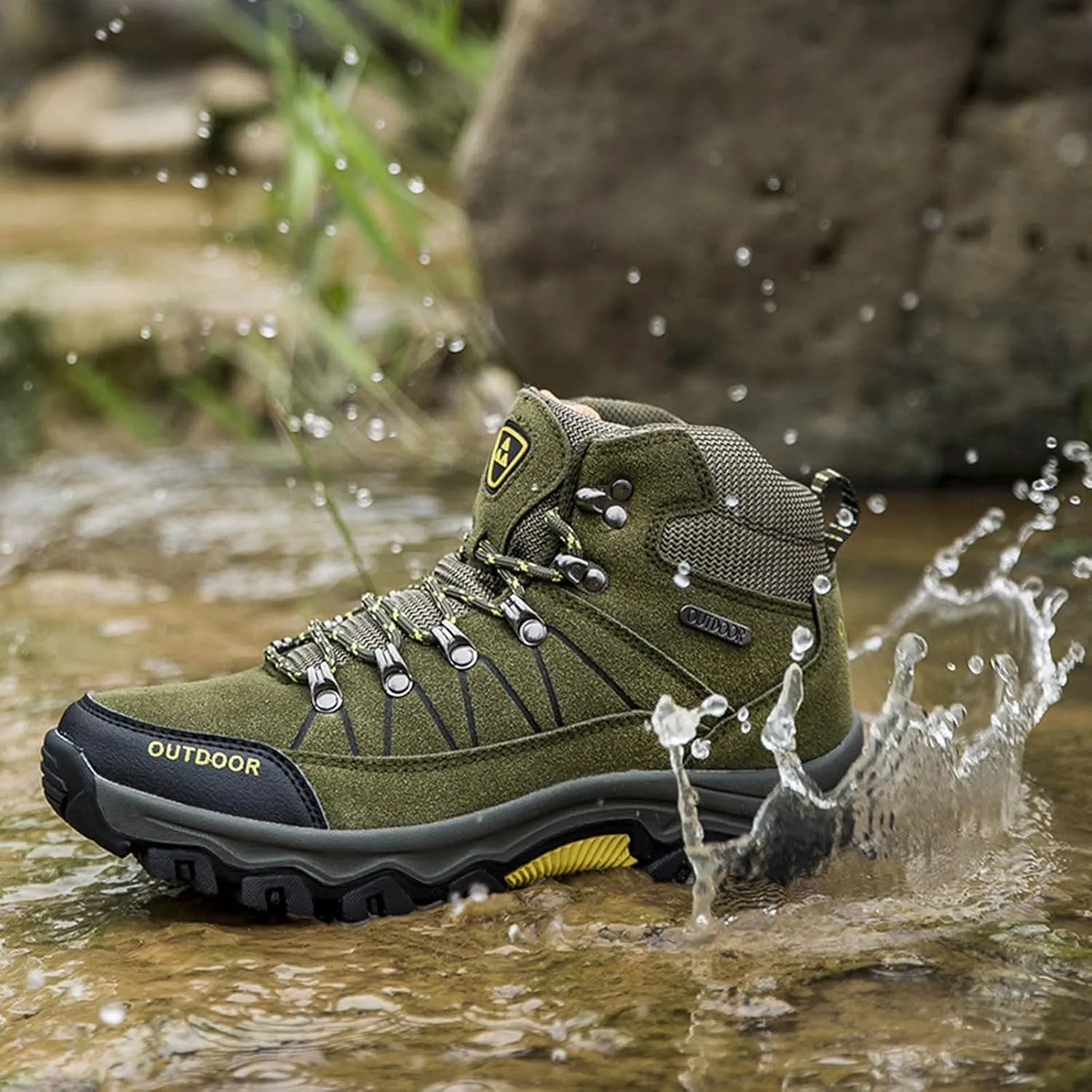 Men's Hiking Shoes Breathable High Top Walking Sneaker Athletic Sport Shoes Outdoor Lightweight Casual Working Shoe