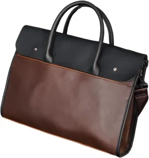 Men's Laptop Briefcase PU Leather Multi-Functional Shoulder Bag for Business Use