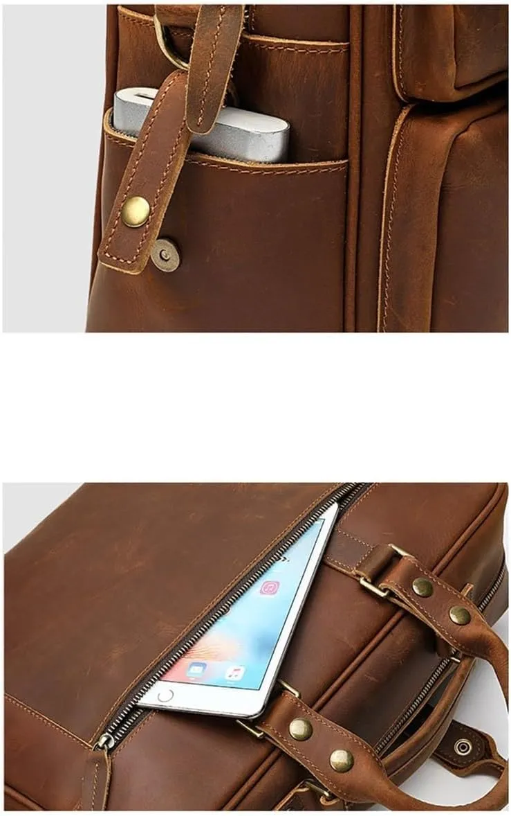 Men's Leather Briefcases Men's Large-capacity Travel Bags Multi-functional Handbags