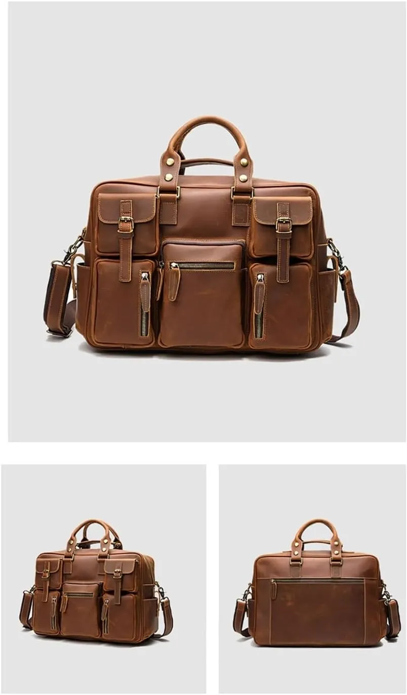 Men's Leather Briefcases Men's Large-capacity Travel Bags Multi-functional Handbags