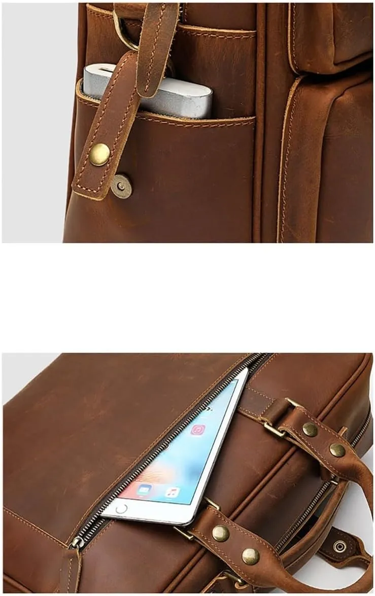 Men's Leather Briefcases Men's Large-capacity Travel Bags Multi-functional Handbags