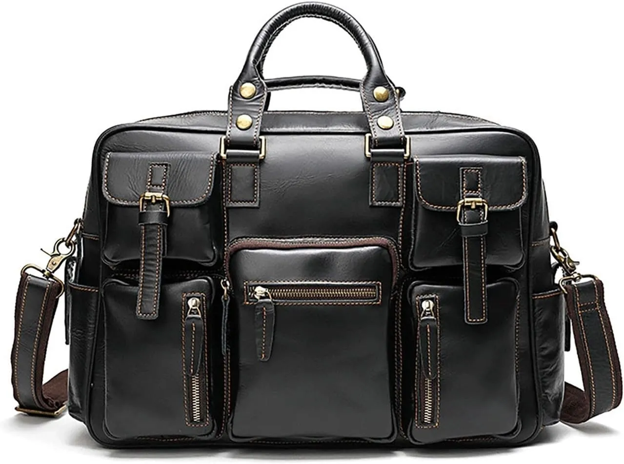 Men's Leather Briefcases Men's Large-capacity Travel Bags Multi-functional Handbags
