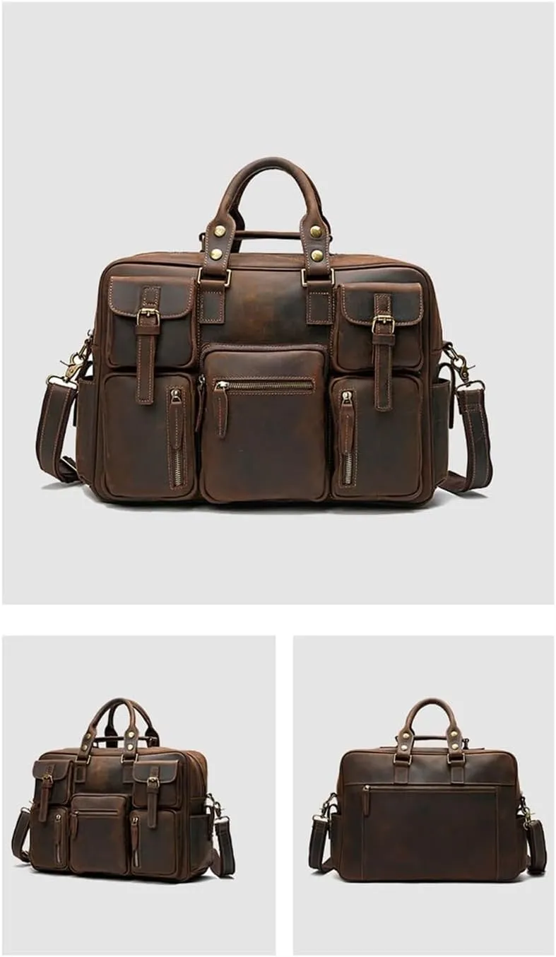 Men's Leather Briefcases Men's Large-capacity Travel Bags Multi-functional Handbags