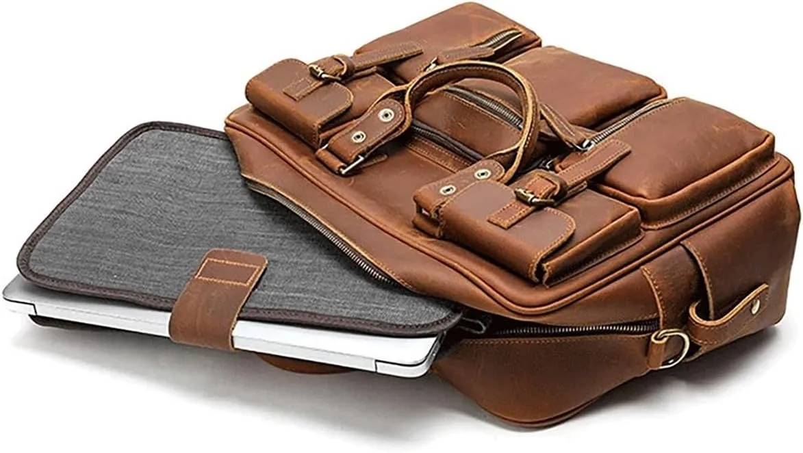 Men's Leather Briefcases Men's Large-capacity Travel Bags Multi-functional Handbags