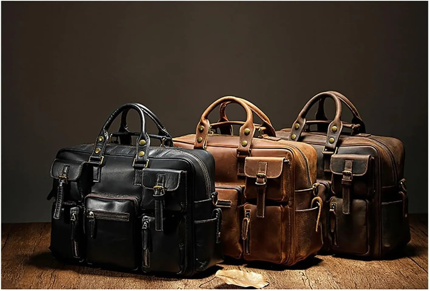 Men's Leather Briefcases Men's Large-capacity Travel Bags Multi-functional Handbags