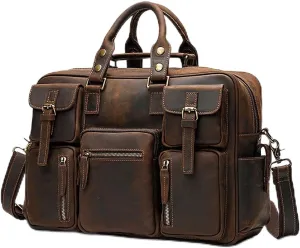 Men's Leather Briefcases Men's Large-capacity Travel Bags Multi-functional Handbags