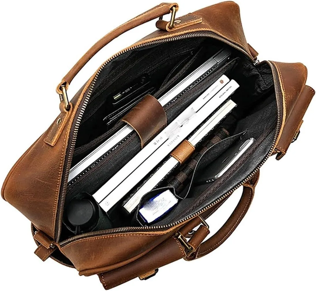 Men's Leather Briefcases Men's Large-capacity Travel Bags Multi-functional Handbags