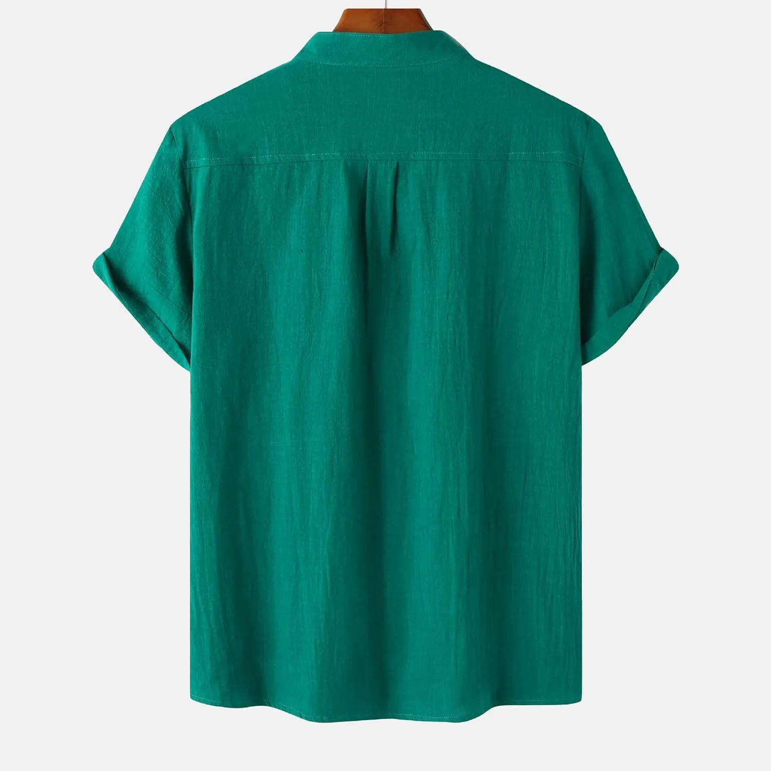Mens Linen Shirt Slim Fit Cap Sleeve Button Henley Casual Shirts Top Solid Color Fashion Summer Vacation Tees 2025