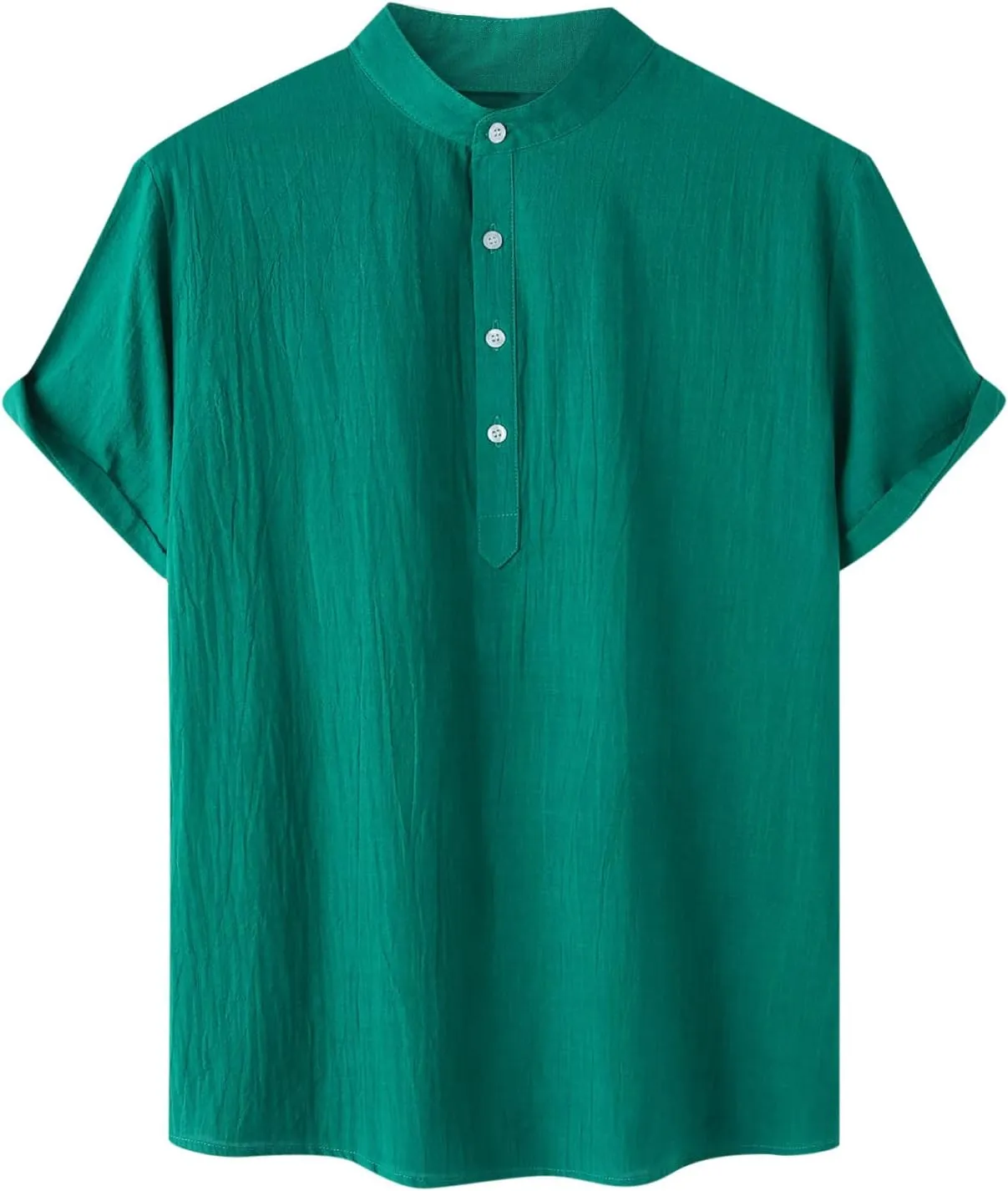 Mens Linen Shirt Slim Fit Cap Sleeve Button Henley Casual Shirts Top Solid Color Fashion Summer Vacation Tees 2025