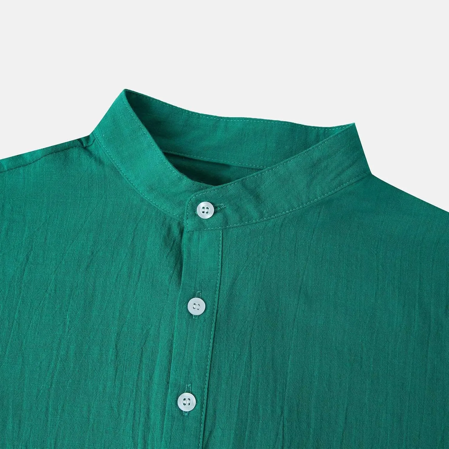 Mens Linen Shirt Slim Fit Cap Sleeve Button Henley Casual Shirts Top Solid Color Fashion Summer Vacation Tees 2025