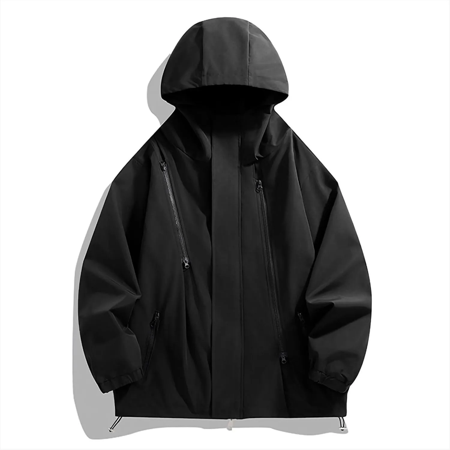 Men's Rain Jackets Outdoor Mountain Hiking Waterproof Windbreaker Midweight Full Zip Hooded Lightweight Daily Casual