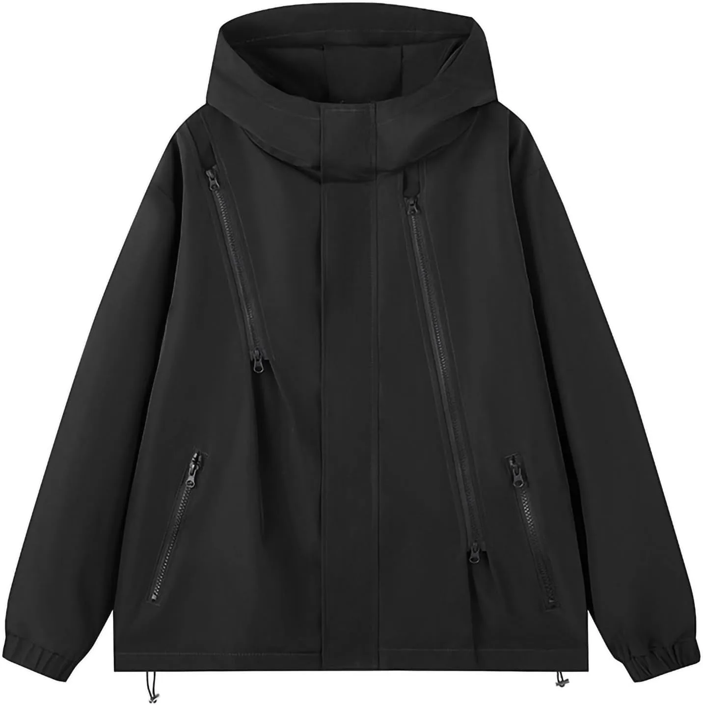 Men's Rain Jackets Outdoor Mountain Hiking Waterproof Windbreaker Midweight Full Zip Hooded Lightweight Daily Casual