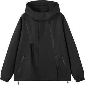 Men's Rain Jackets Outdoor Mountain Hiking Waterproof Windbreaker Midweight Full Zip Hooded Lightweight Daily Casual