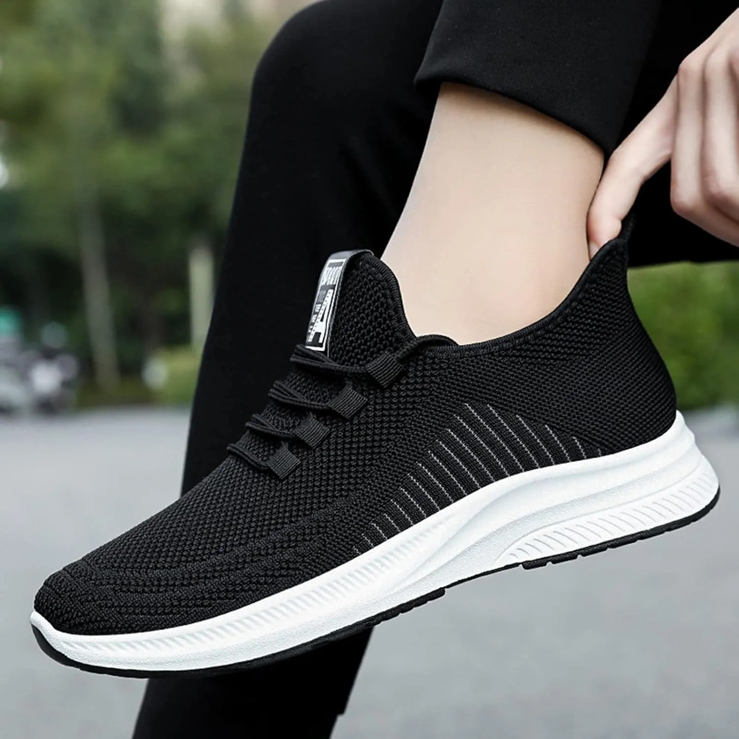 Men's Sneakers Mens Black Sneakers Breathable Mesh Fashion Wide Toe Box Sneaker Lightweight Breathable Mesh Slide Shoe Work Shoes Men Shoe