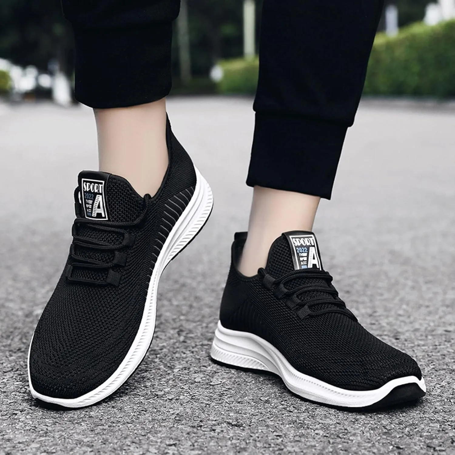 Men's Sneakers Mens Black Sneakers Breathable Mesh Fashion Wide Toe Box Sneaker Lightweight Breathable Mesh Slide Shoe Work Shoes Men Shoe