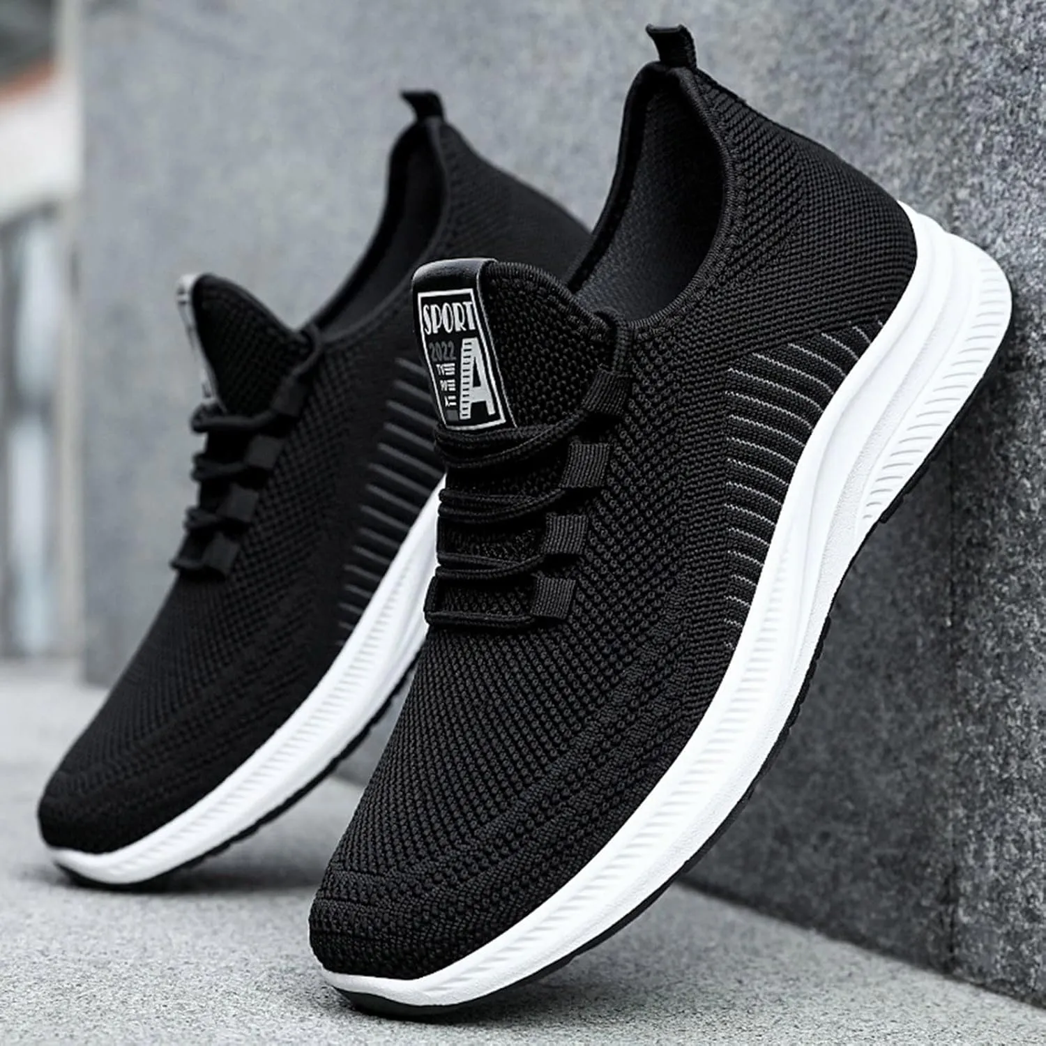 Men's Sneakers Mens Black Sneakers Breathable Mesh Fashion Wide Toe Box Sneaker Lightweight Breathable Mesh Slide Shoe Work Shoes Men Shoe