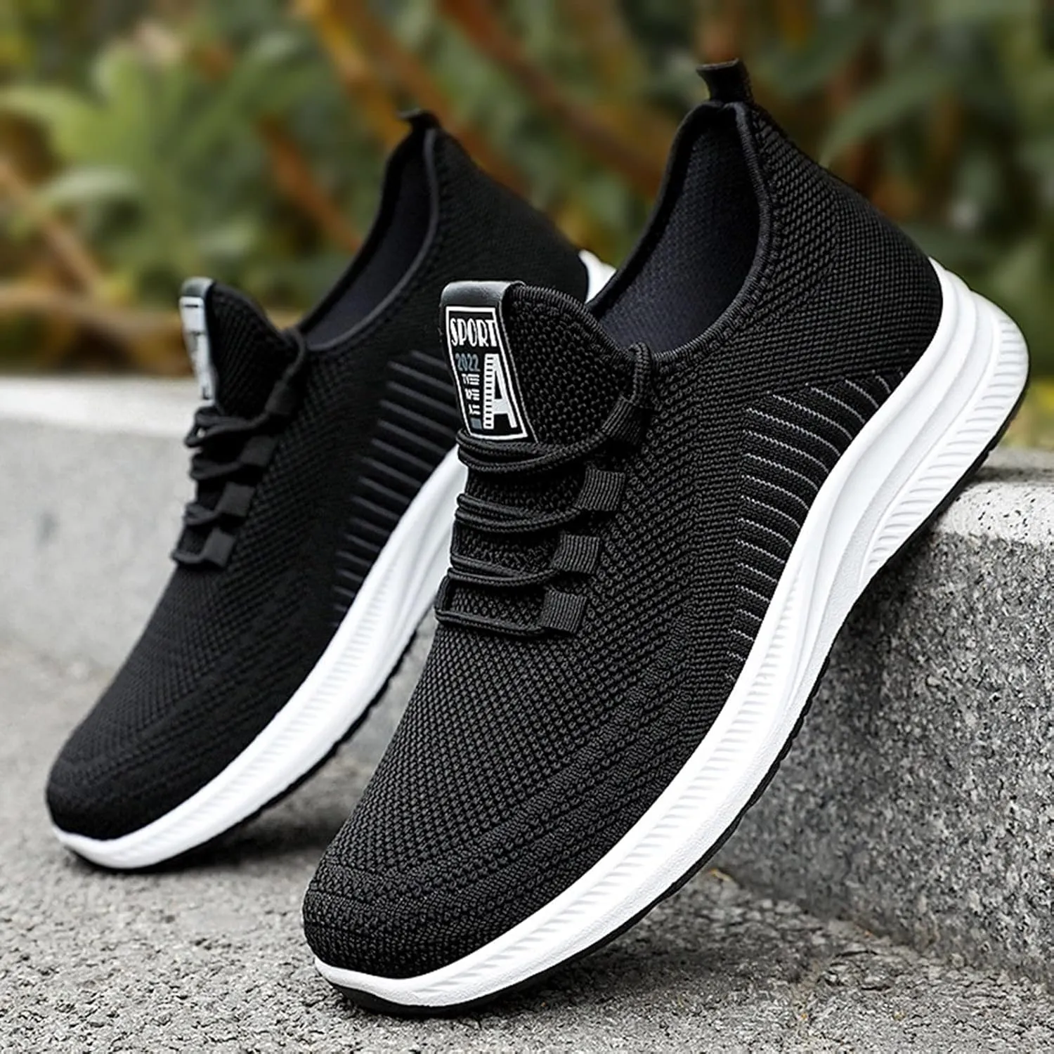 Men's Sneakers Mens Black Sneakers Breathable Mesh Fashion Wide Toe Box Sneaker Lightweight Breathable Mesh Slide Shoe Work Shoes Men Shoe