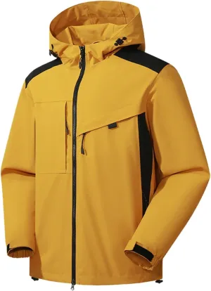 Men's Tactical Jacket Waterproof Softshell Fleece Lined Hooded Coats Outdoor Hiking Windbreaker
