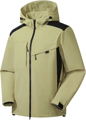 Men's Tactical Jacket Waterproof Softshell Fleece Lined Hooded Coats Outdoor Hiking Windbreaker
