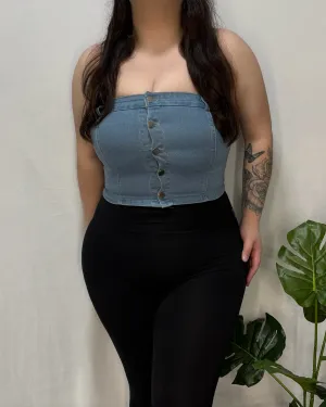 Michelle Denim Tube Top (Light Denim)