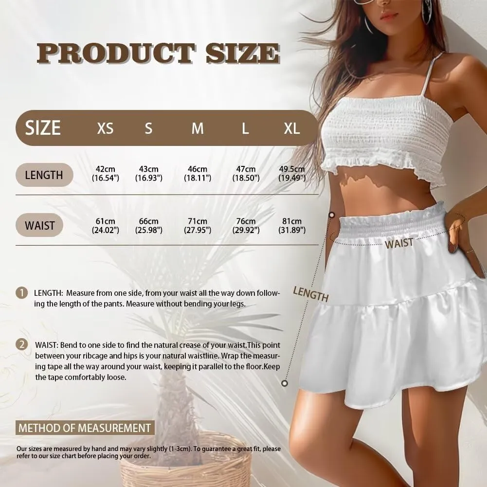 Mini Skirt for Women High Waist Skater Skirt Ruffle Slim Skirt Airy Soft Summer Short Skirt Dating Club Party Dress