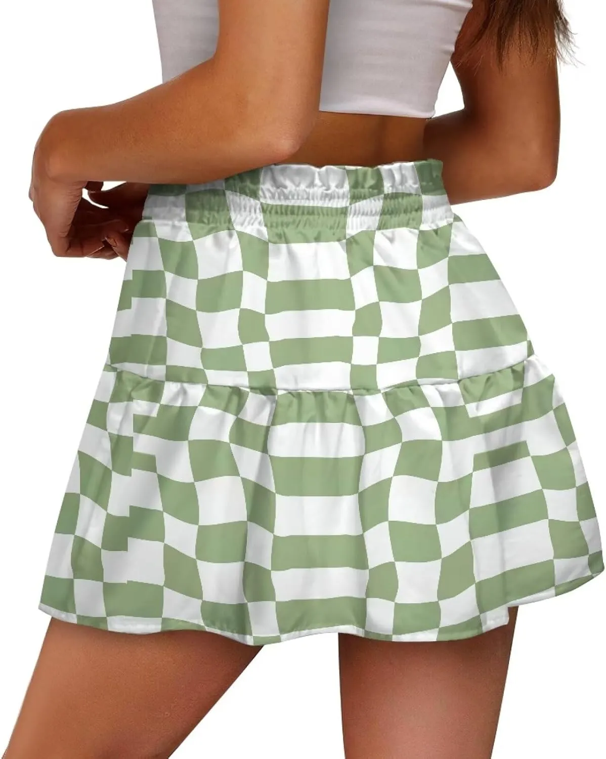 Mini Skirt for Women High Waist Skater Skirt Ruffle Slim Skirt Airy Soft Summer Short Skirt Dating Club Party Dress