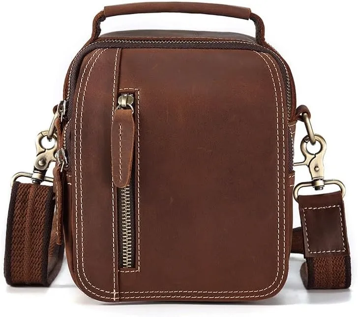 Multi-functional shoulder Fanny Pack Crossbody Bag Crazy Horse Leather Retro Fanny Pack