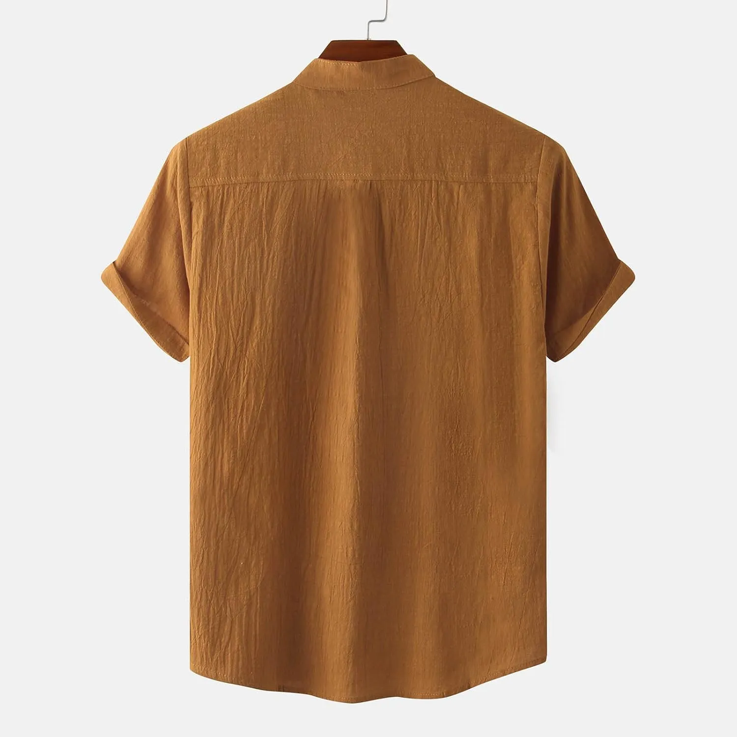 Muscularfit Men's Cotton Linen Henley Shirt Casual Stylish Short Sleeve Button Down T Shirts Loose Fit Plain Chest Pocket Tee