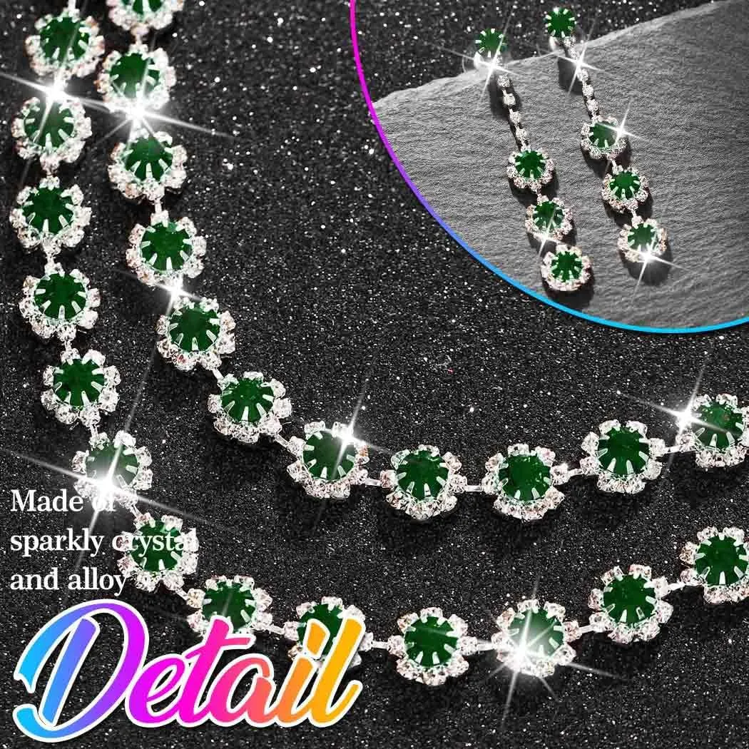 Nicute Crystal Jewelry Set for Women Rhinestone Necklace and Earrings Set Sparkly Wedding Dress Jewelry