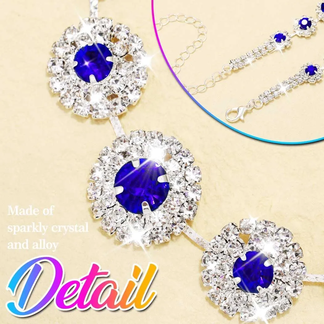 Nicute Rhinestone Wedding Jewelry Set Silver Bridal Necklace Earrings Sets Formal Costume Jewelry for Women