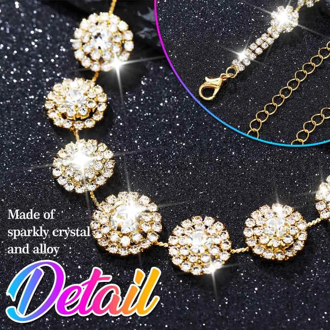 Nicute Rhinestone Wedding Jewelry Set Silver Bridal Necklace Earrings Sets Formal Costume Jewelry for Women
