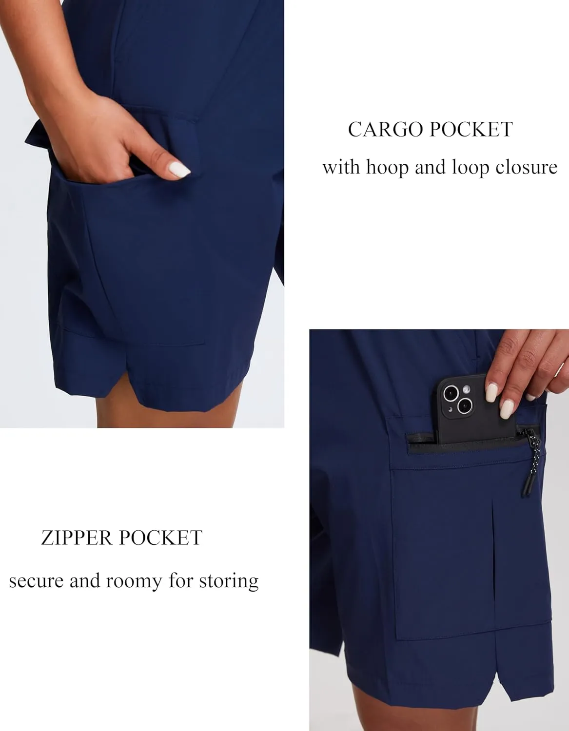 Oalka Women's Hiking Shorts Lightweight Zipper Pockets Cargo Quick Dry Summer Shorts