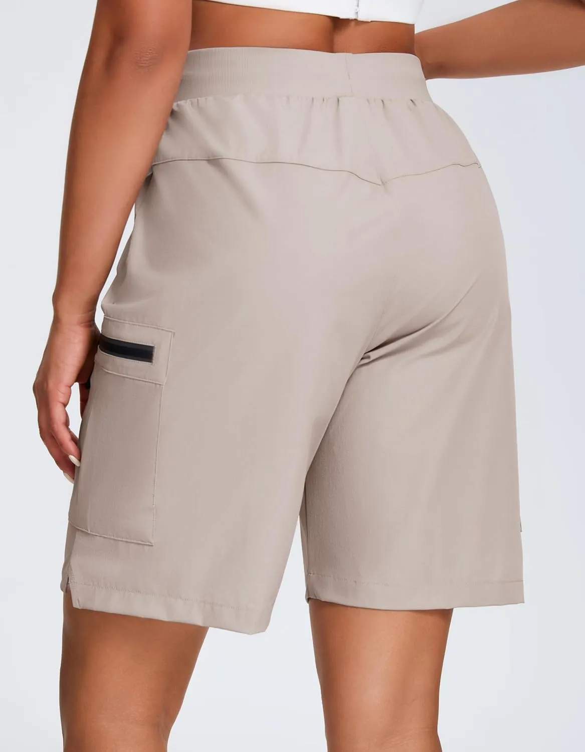 Oalka Women's Hiking Shorts Lightweight Zipper Pockets Cargo Quick Dry Summer Shorts