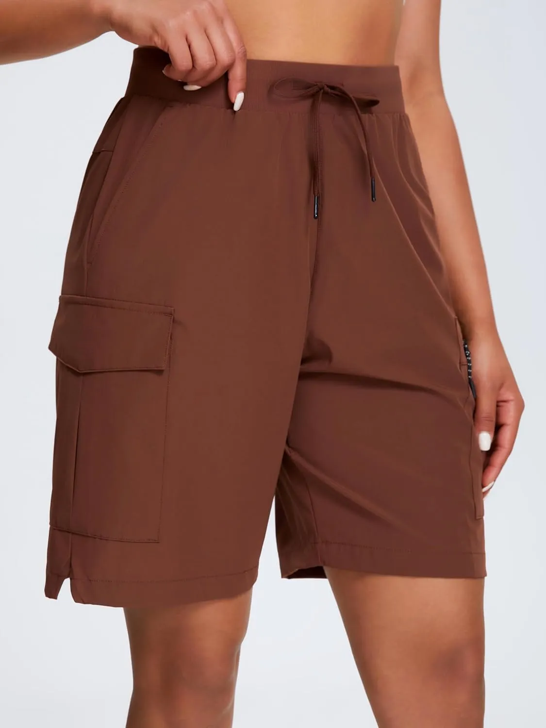 Oalka Women's Hiking Shorts Lightweight Zipper Pockets Cargo Quick Dry Summer Shorts